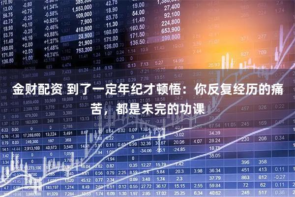 金财配资 到了一定年纪才顿悟：你反复经历的痛苦，都是未完的功课