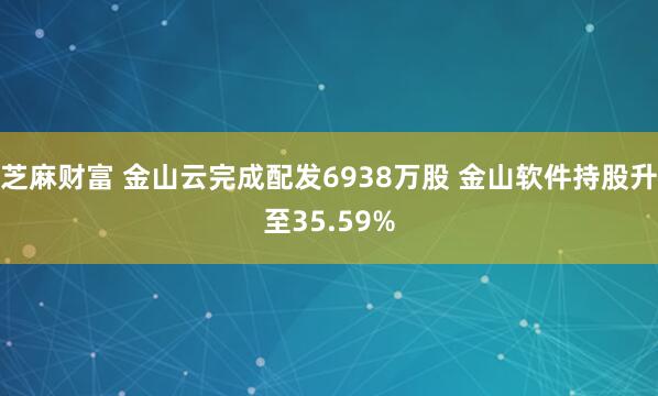 芝麻财富 金山云完成配发6938万股 金山软件持股升至35.59%
